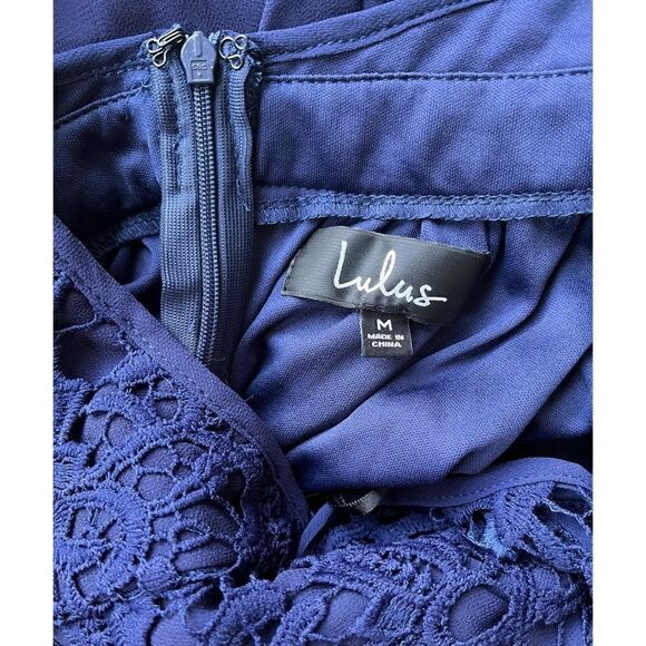 NWT Lulus Romantic Tale Navy Blue Lace Skater Dress - Picture 15 of 15